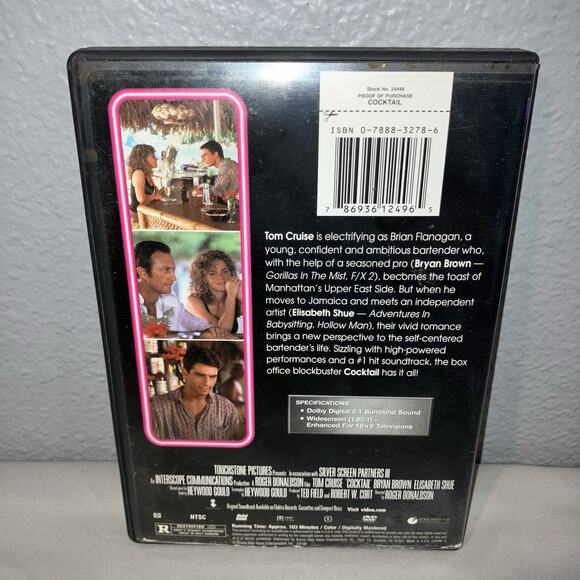 Dvd Case Only Cocktail 1988 Touchstone Pictures Tom Cruise Used Replacement Only - Picture 2 of 3